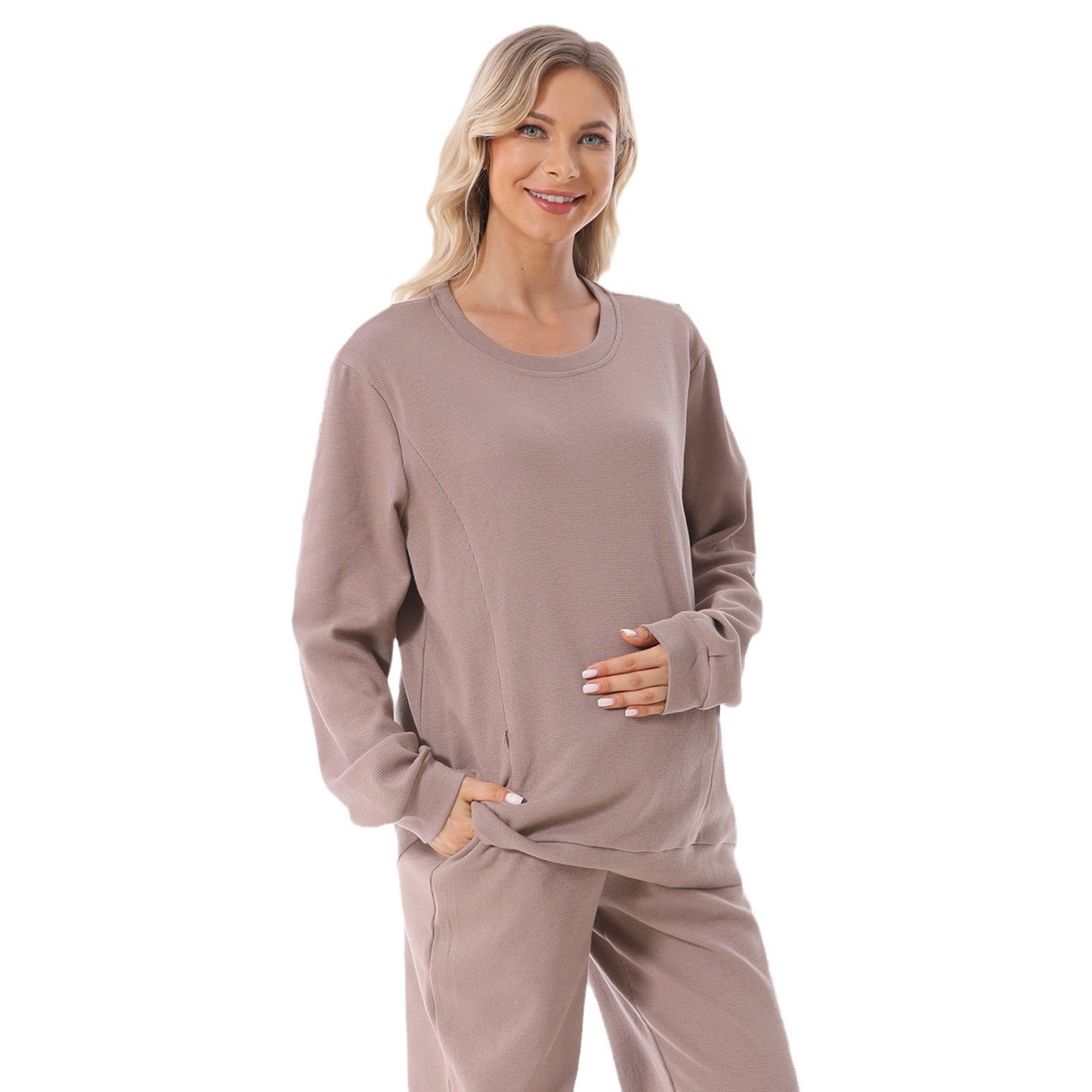 Long Sleeve Nursing Jumper – Warm Maternity Sweater for Pregnancy & Breastfeeding