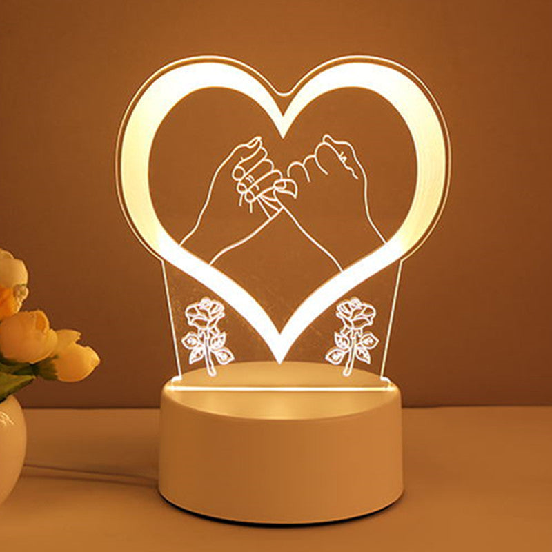 3D Acrylic LED Night Light – USB Neon Sign Lamp for Bedroom, Christmas, and Valentine’s Day Decor