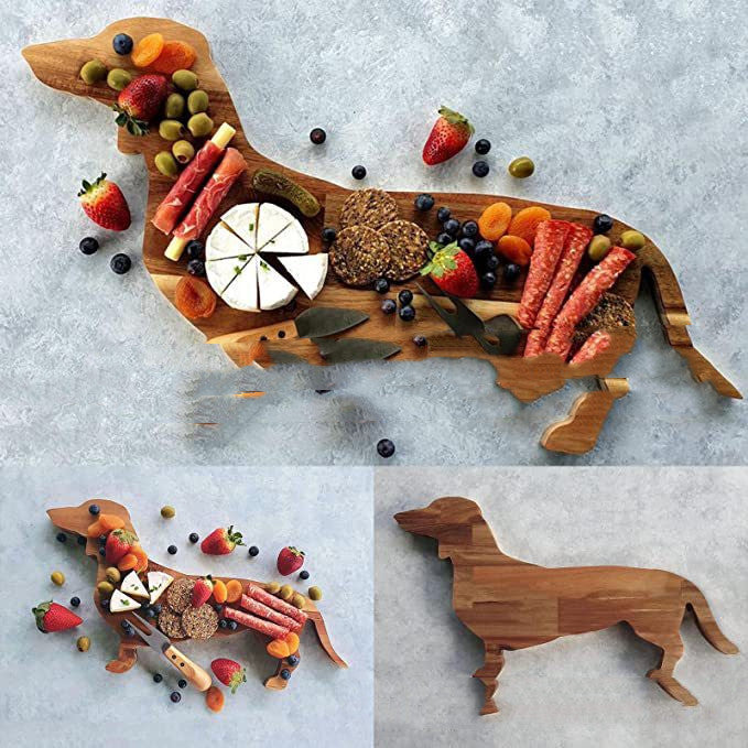 Wooden Dog-Shaped Dinner Plate – Cute Chopping Board for Kids and Family Meals