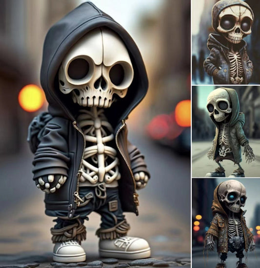 Halloween Skeleton Figurine Doll – Resin Skeleton Ornament for Home, Party & Haunted House Decor