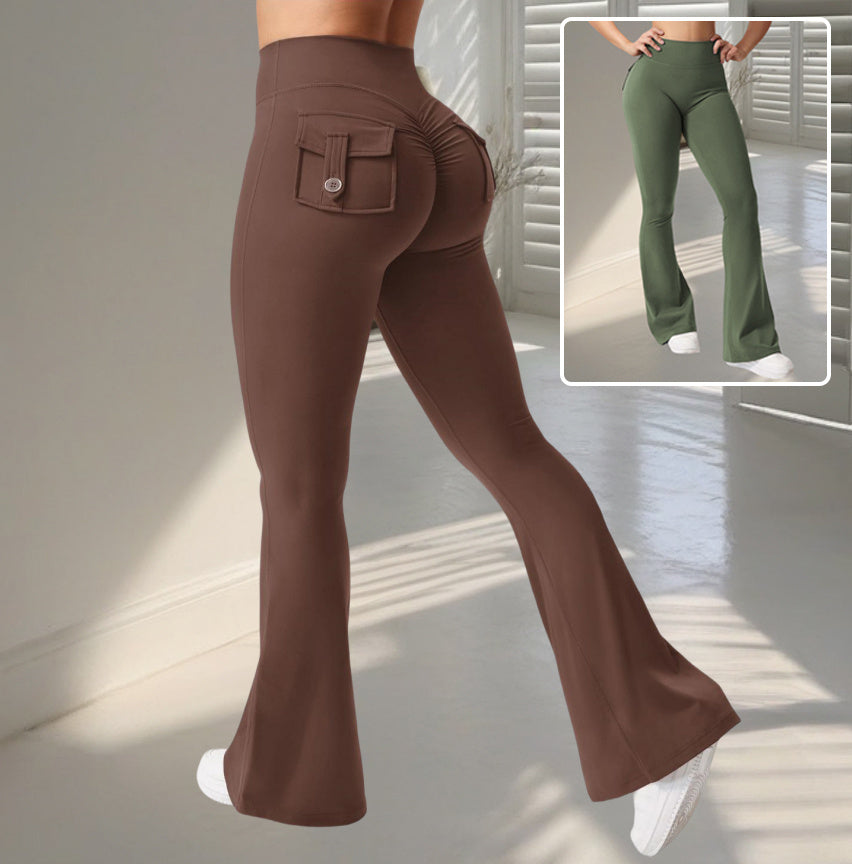Yoga Fitness Flared Pants With Pockets Ins Fashion Slim High Waist