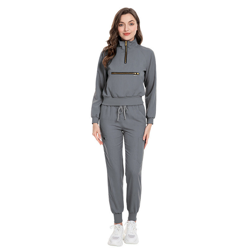 Stretch Surgical Nurse Suit – Jogger-Style Split Gown for Hospital & Clinic Wear