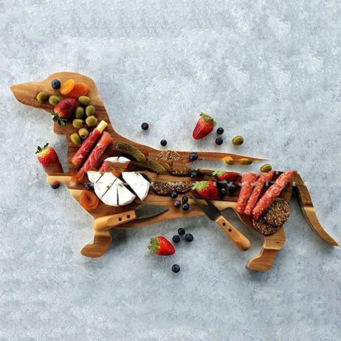 Wooden Dog-Shaped Dinner Plate – Cute Chopping Board for Kids and Family Meals