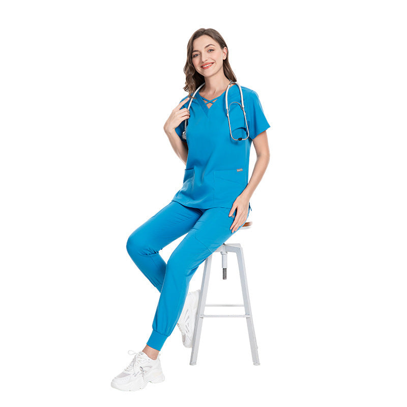 Elastic Scrub Suit – Professional Uniform for Nurses, Clinics & Beauty Salons