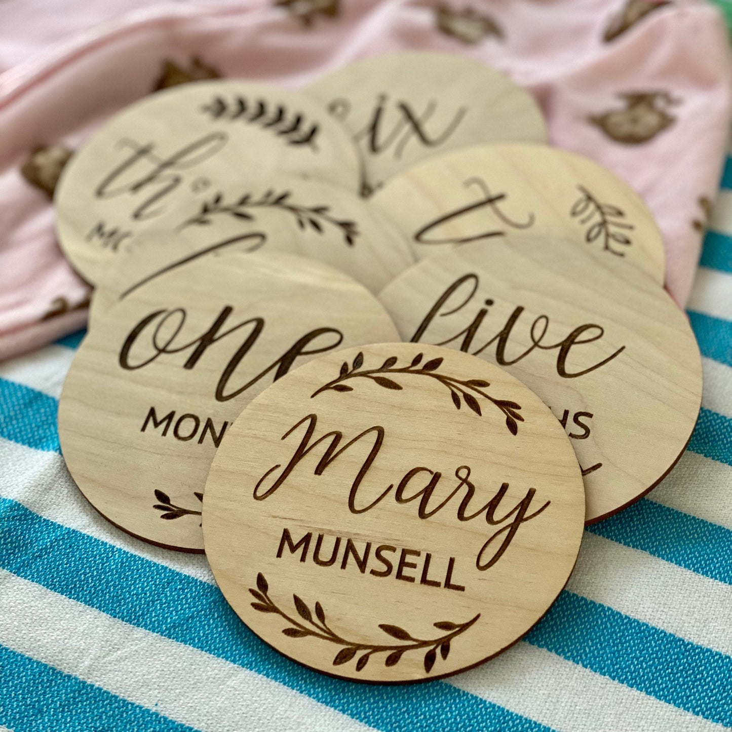 Baby Monthly Milestone Wood Card Set