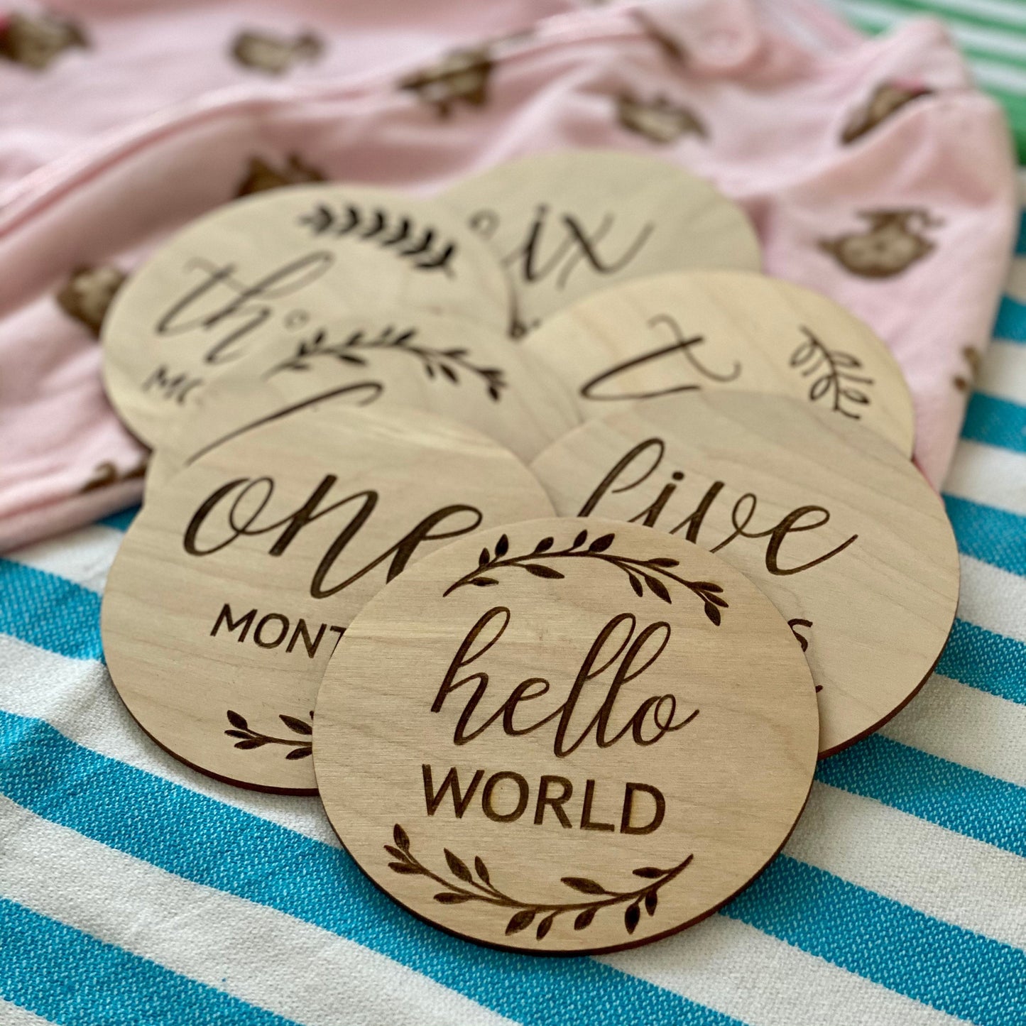 Baby Monthly Milestone Wood Card Set