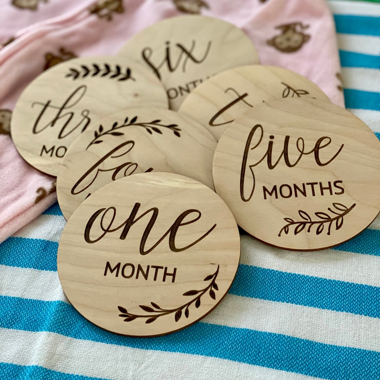 Baby Monthly Milestone Wood Card Set
