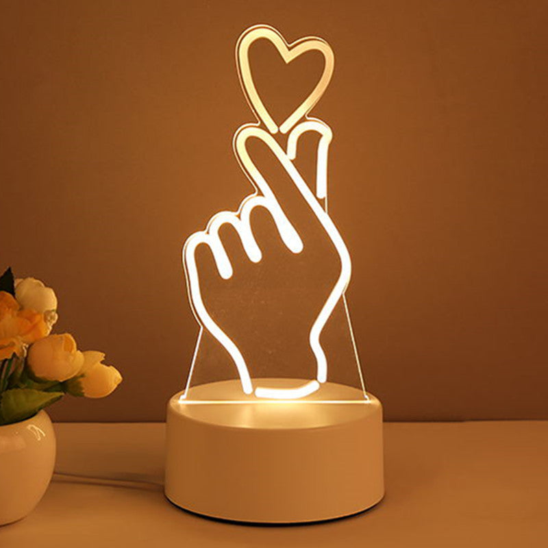 3D Acrylic LED Night Light – USB Neon Sign Lamp for Bedroom, Christmas, and Valentine’s Day Decor