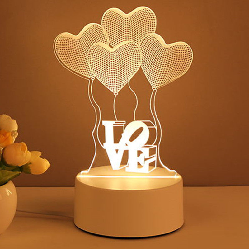 3D Acrylic LED Night Light – USB Neon Sign Lamp for Bedroom, Christmas, and Valentine’s Day Decor