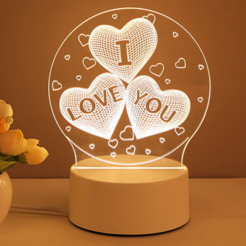 3D Acrylic LED Night Light – USB Neon Sign Lamp for Bedroom, Christmas, and Valentine’s Day Decor
