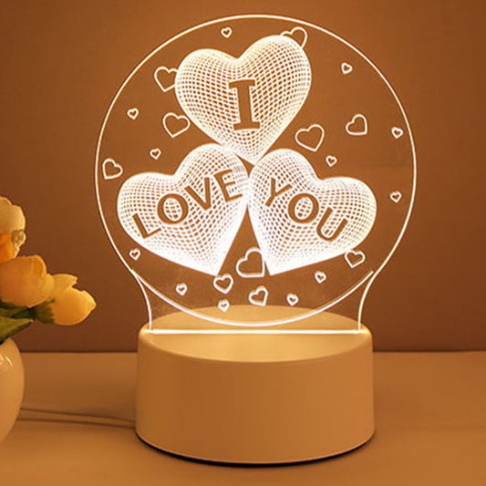 3D Acrylic LED Night Light – USB Neon Sign Lamp for Bedroom, Christmas, and Valentine’s Day Decor