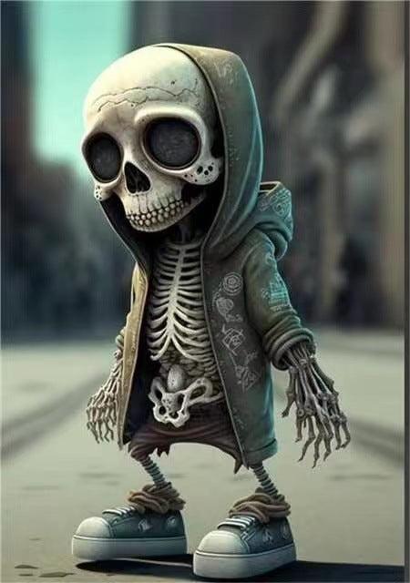 Halloween Skeleton Figurine Doll – Resin Skeleton Ornament for Home, Party & Haunted House Decor