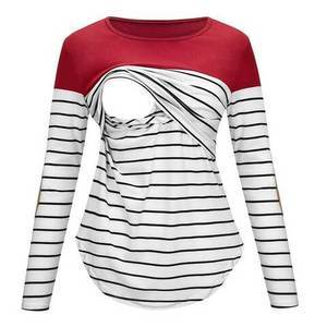 Striped Maternity Nursing Top – Comfortable Breastfeeding Clothes for Mothers