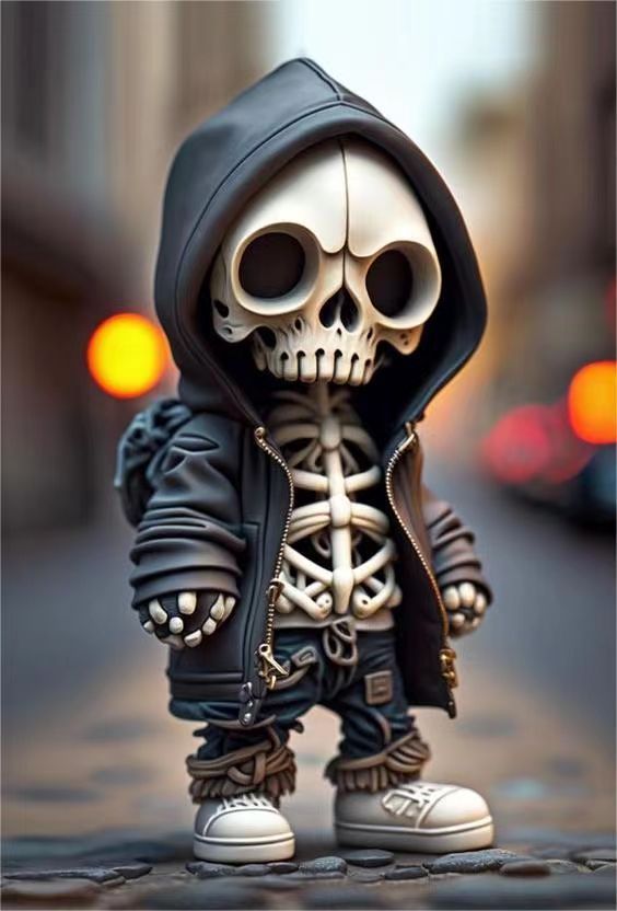 Halloween Skeleton Figurine Doll – Resin Skeleton Ornament for Home, Party & Haunted House Decor