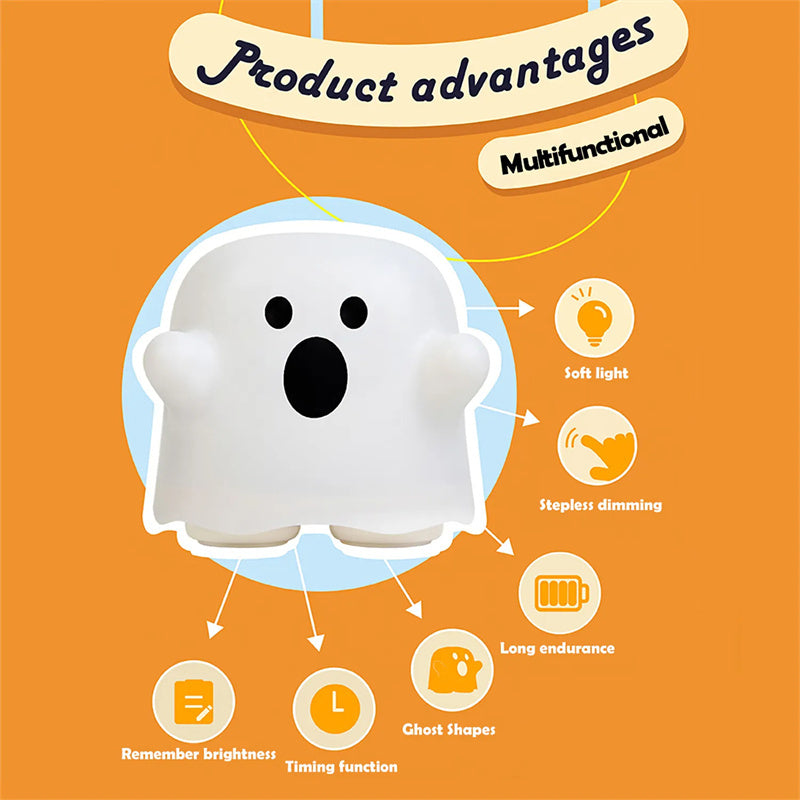 Halloween Silicone LED Night Lamp | Touch Sensor Bedside Light for Kids, Bedrooms & Holiday Décor