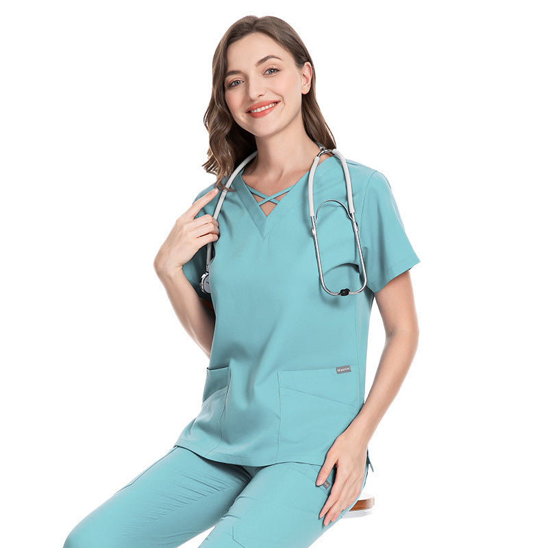 Elastic Scrub Suit – Professional Uniform for Nurses, Clinics & Beauty Salons
