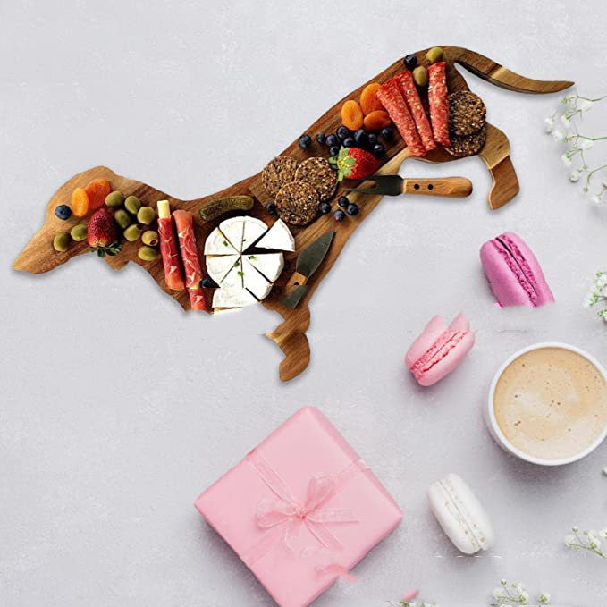 Wooden Dog-Shaped Dinner Plate – Cute Chopping Board for Kids and Family Meals