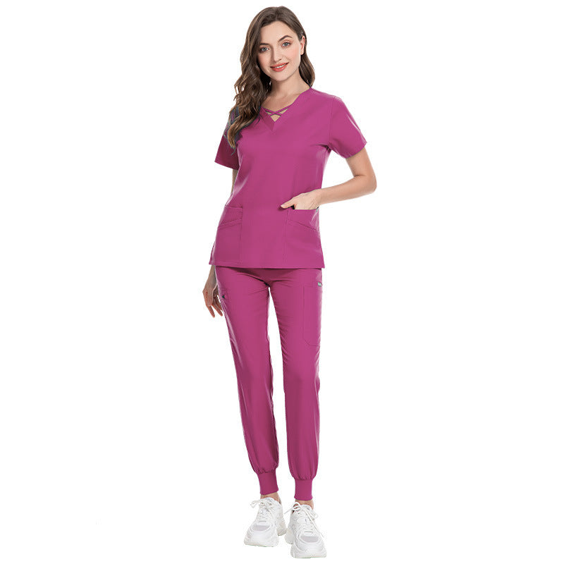 Elastic Scrub Suit – Professional Uniform for Nurses, Clinics & Beauty Salons