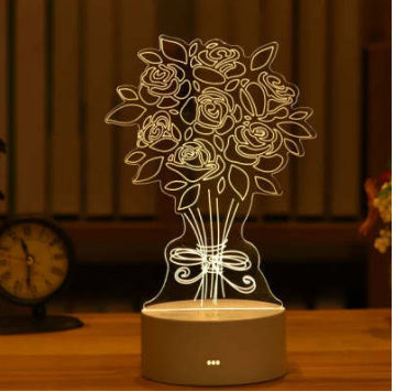 3D Acrylic LED Night Light – USB Neon Sign Lamp for Bedroom, Christmas, and Valentine’s Day Decor