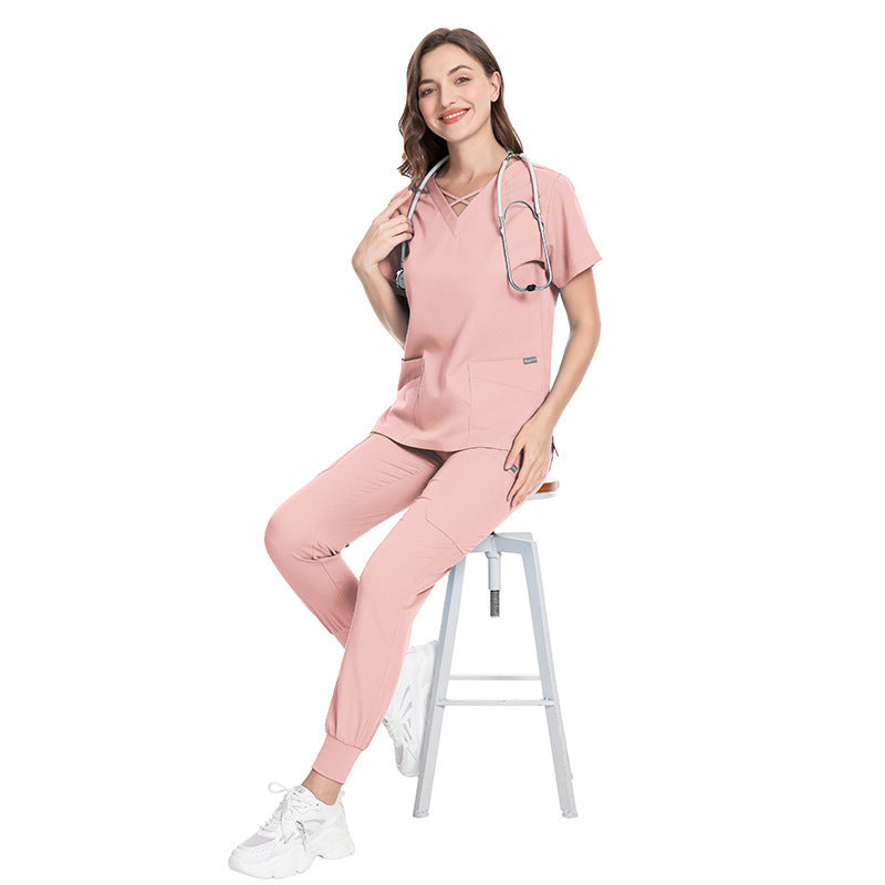 Elastic Scrub Suit – Professional Uniform for Nurses, Clinics & Beauty Salons