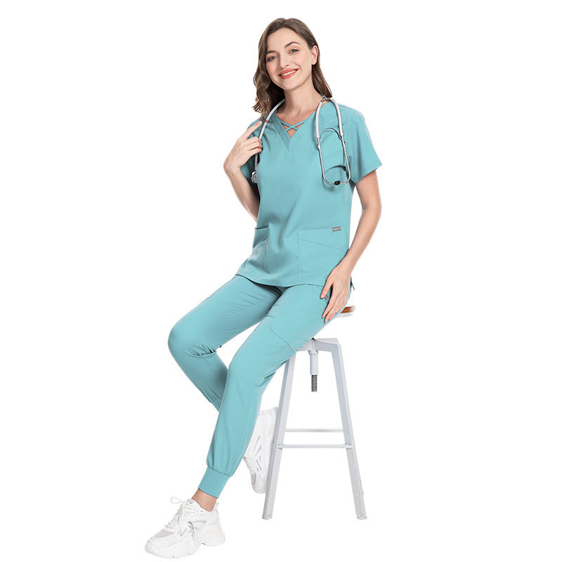 Elastic Scrub Suit – Professional Uniform for Nurses, Clinics & Beauty Salons