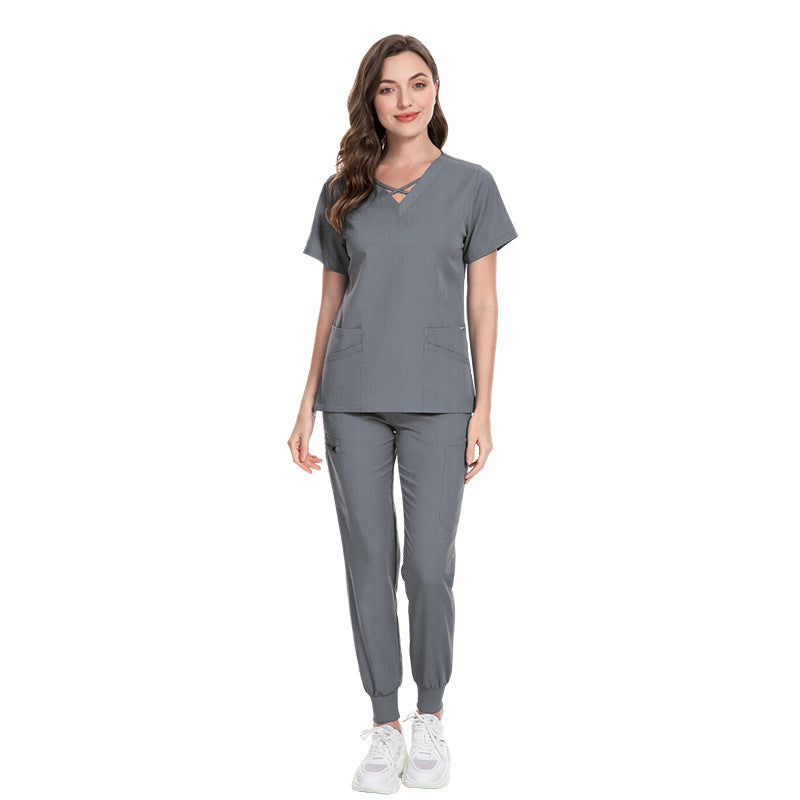Elastic Scrub Suit – Professional Uniform for Nurses, Clinics & Beauty Salons