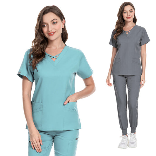 Elastic Scrub Suit – Professional Uniform for Nurses, Clinics & Beauty Salons