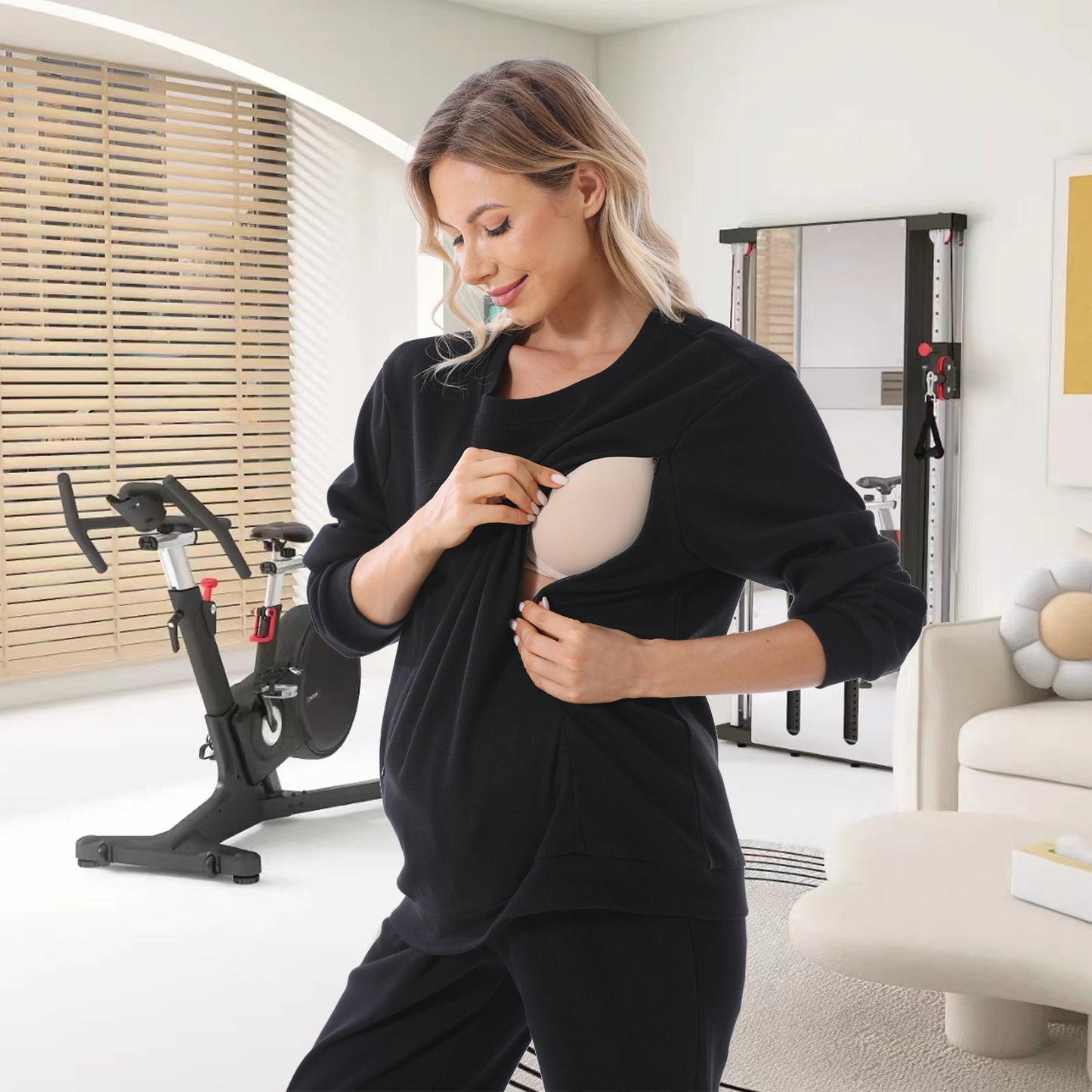 Long Sleeve Nursing Jumper – Warm Maternity Sweater for Pregnancy & Breastfeeding