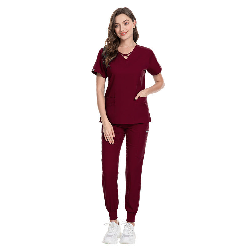Elastic Scrub Suit – Professional Uniform for Nurses, Clinics & Beauty Salons