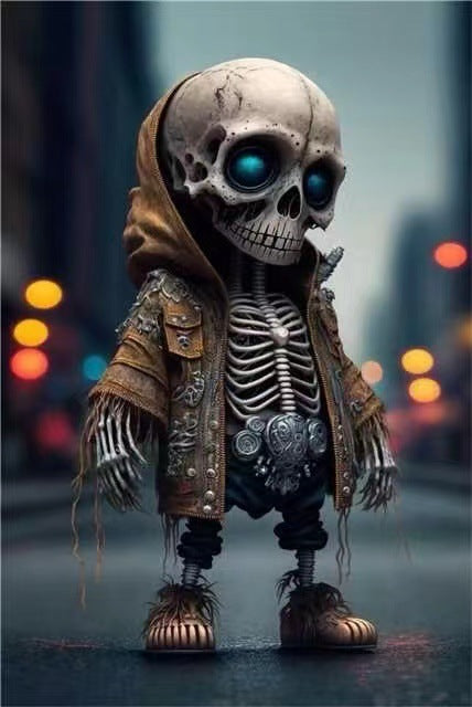 Halloween Skeleton Figurine Doll – Resin Skeleton Ornament for Home, Party & Haunted House Decor