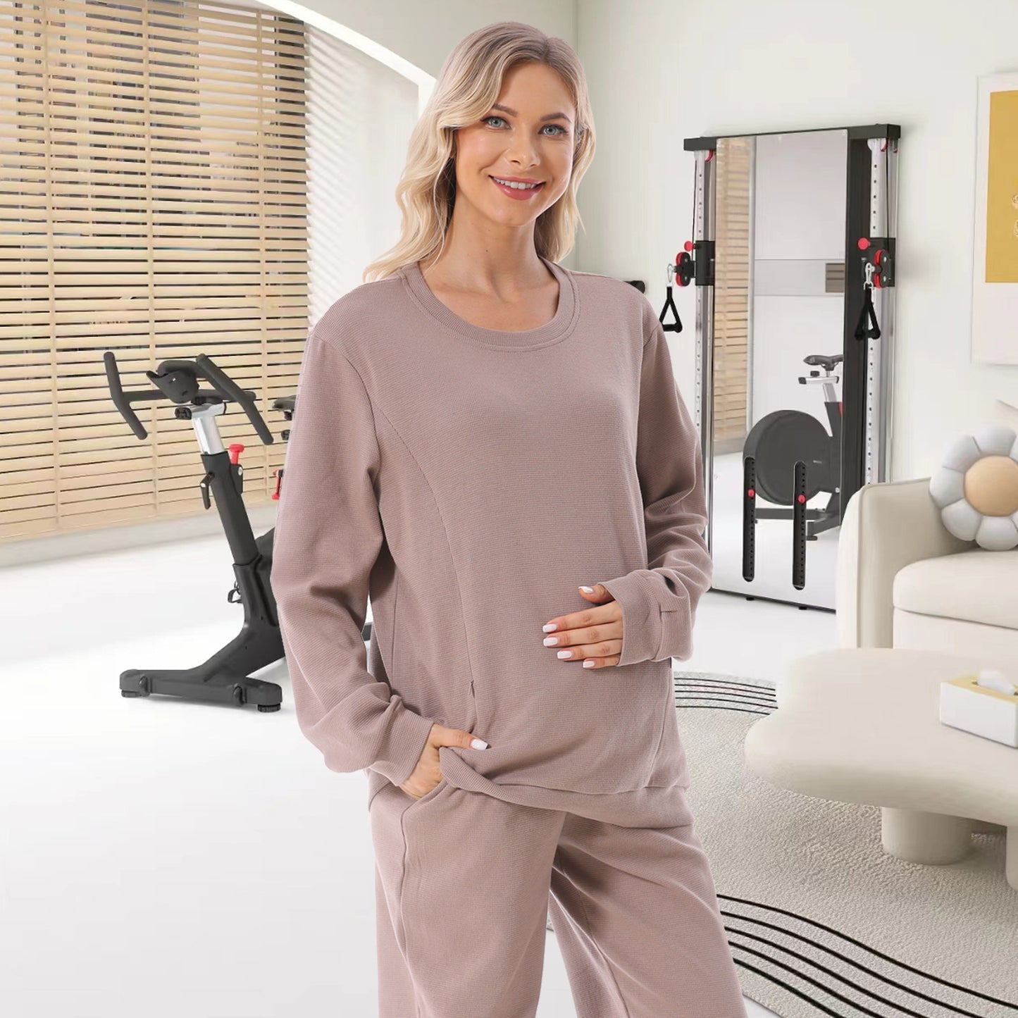 Long Sleeve Nursing Jumper – Warm Maternity Sweater for Pregnancy & Breastfeeding