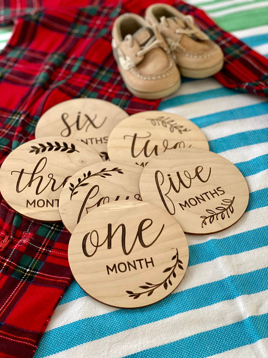 Baby Monthly Milestone Wood Card Set