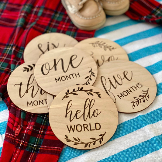 Baby Monthly Milestone Wood Card Set